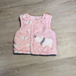 Pink Quilted Vest with Polar Bear Design